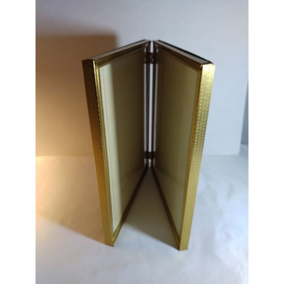 Vintage Bi-Fold Photo Picture Frame Double Hinge 8x10 Gold Tone Brass Metal - Picture 3 of 9